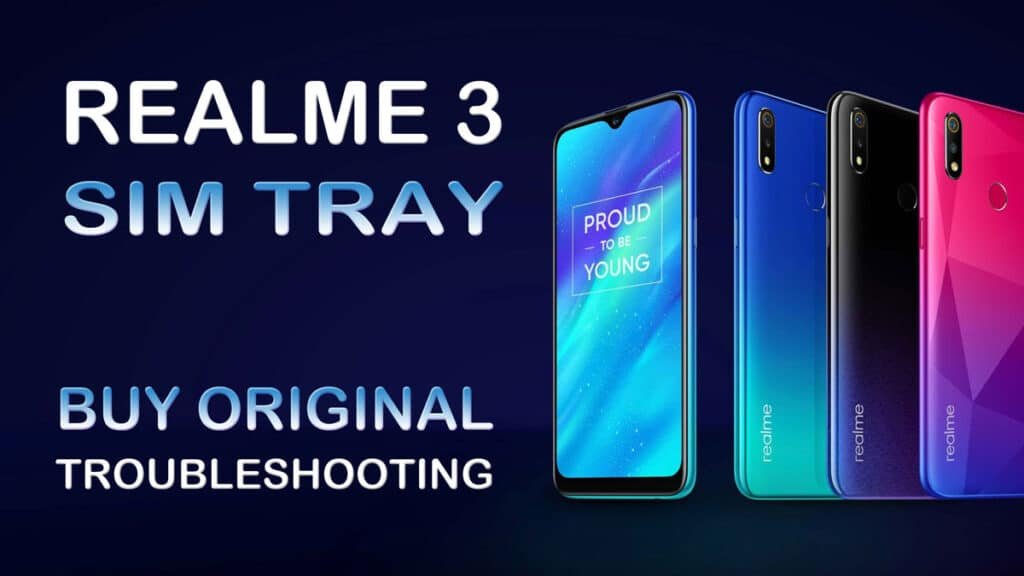 realme 3 sim tray with dual sim cards and a microsd card