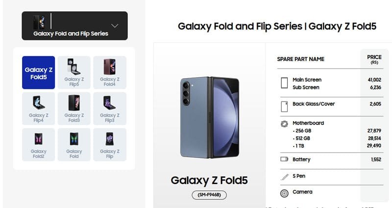 Samsung Galaxy original spare parts price at service center 6 samsung mobile spare parts price