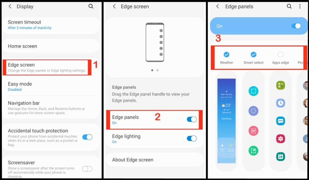 how to enable edge panel in samsung mobile to take screenshot from edge panel