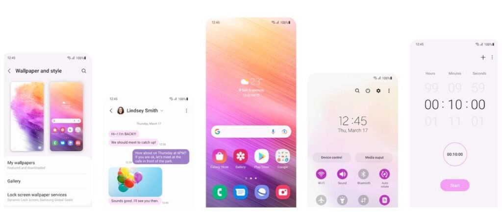 Samsung galaxy A73 5G ONE UI 4 user interface