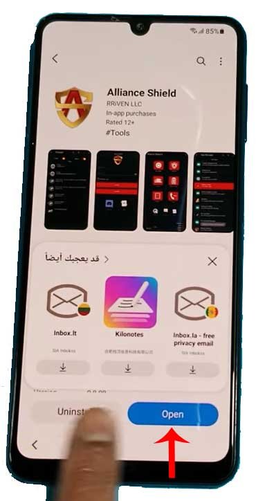 install alliance shield app in samsung
