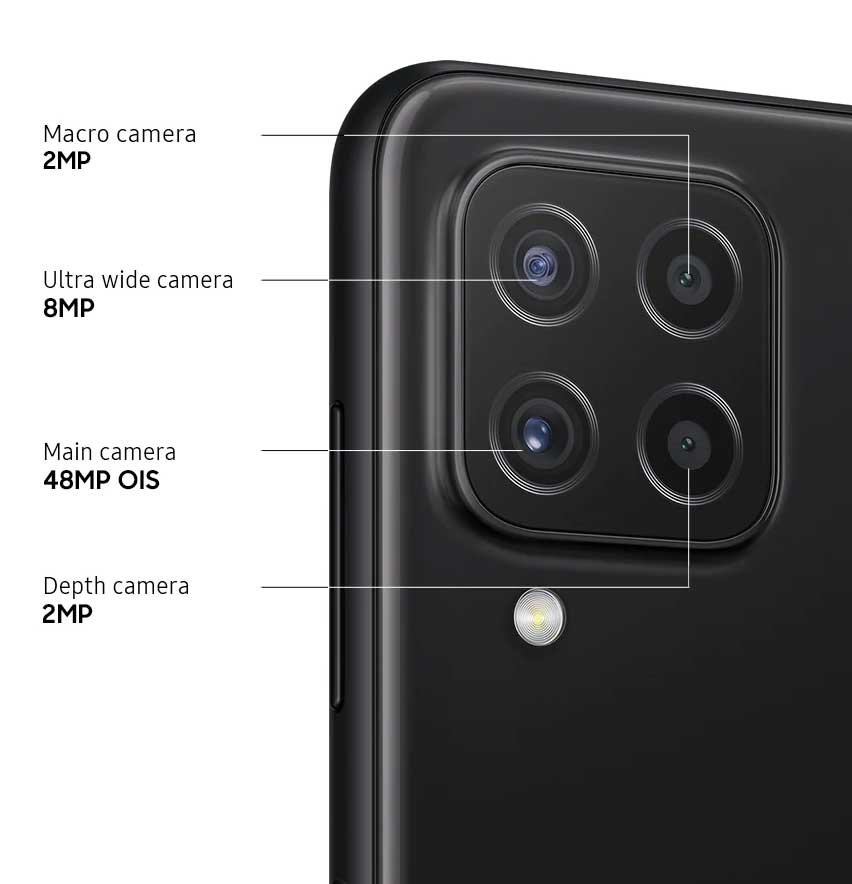 samsung a22 rear camera lens details