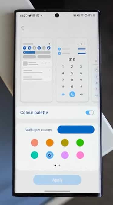 samsung one ui 5.0 color palatte