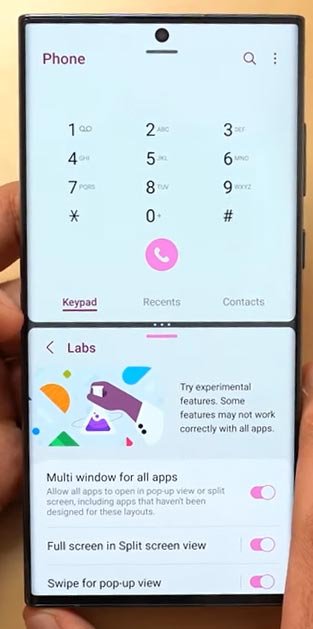 samsung one ui 5.0 split screen layout