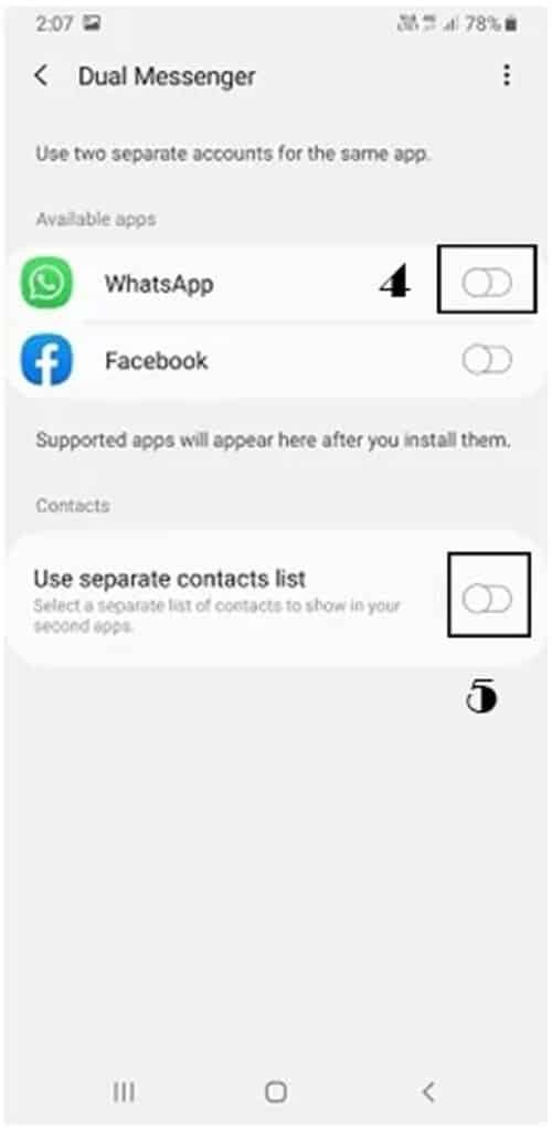 activate dual whatsapp in samsung