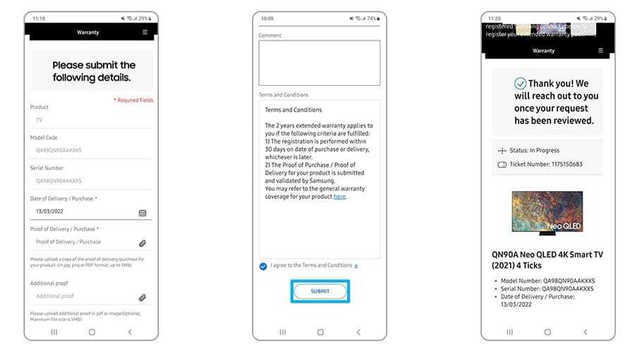 samsung tv warranty registration