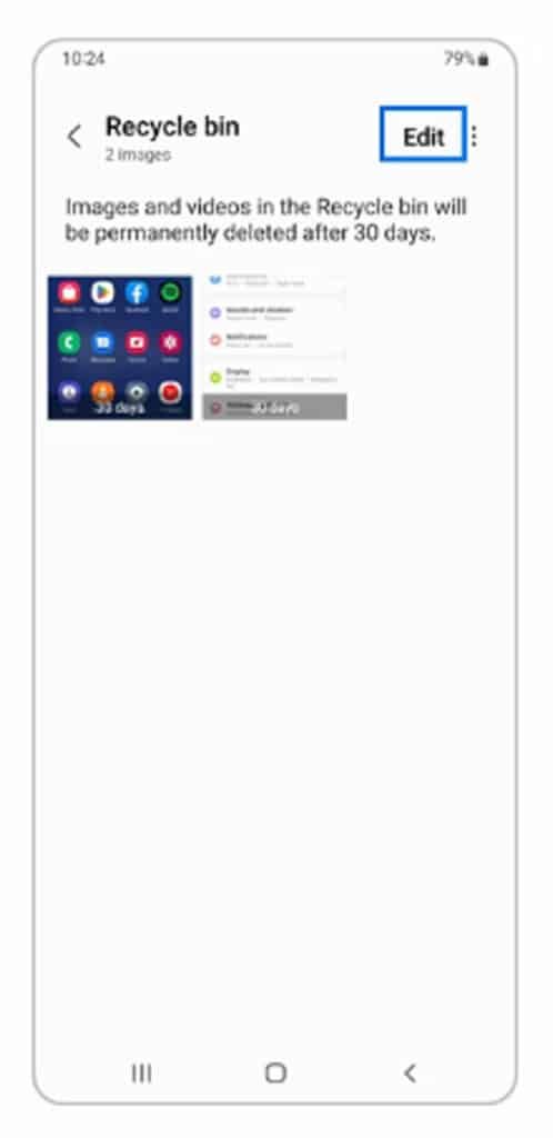recycle bin in gallery app