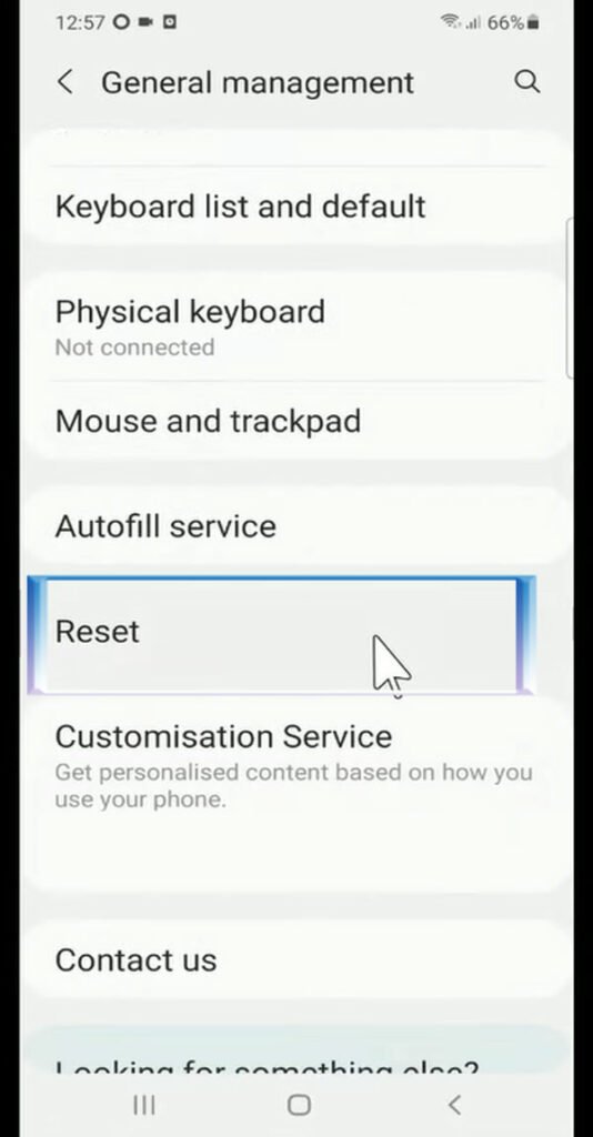 reset option in general management