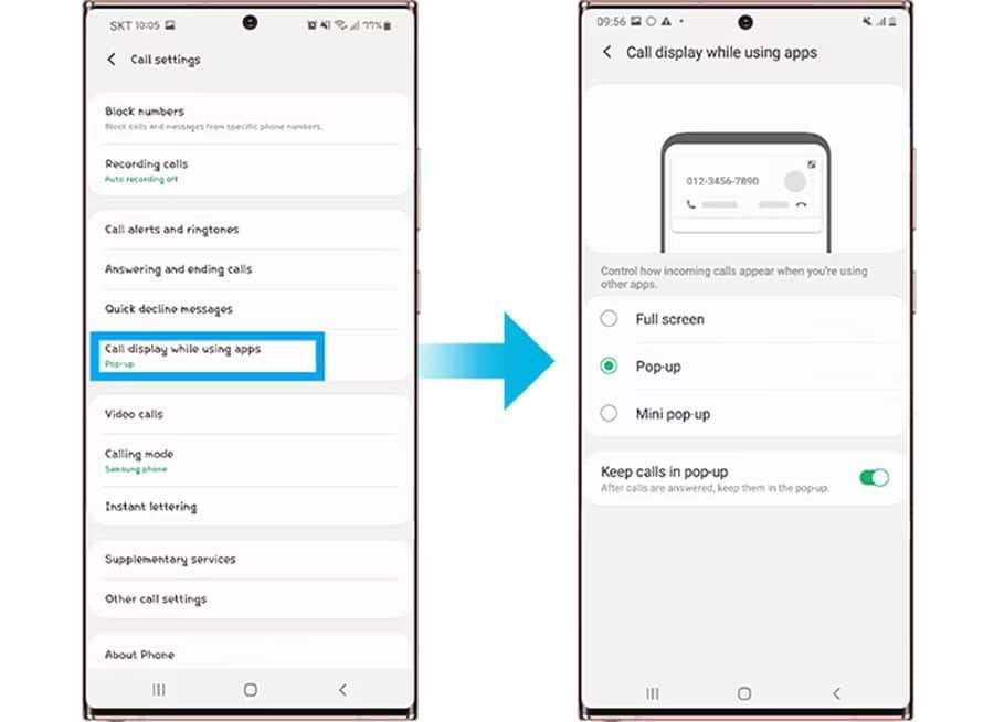 Incoming call not showing on screen in Samsung phone