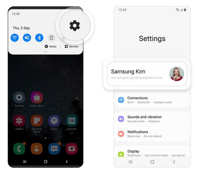 samsung account in settings