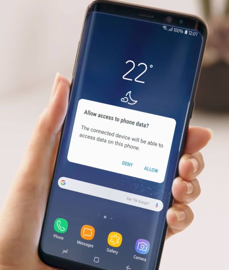 tap on allow in samsung phone