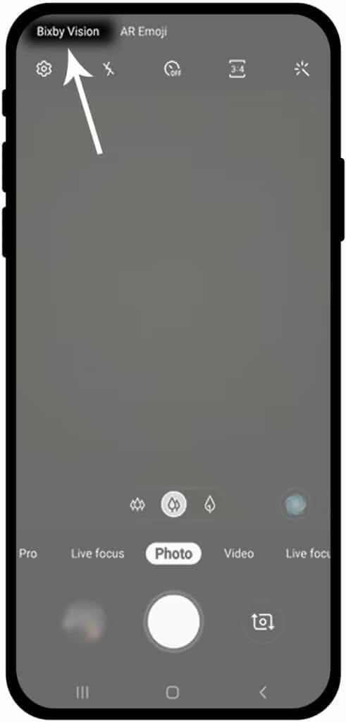 bixby vision feature in camera app in samsung phone