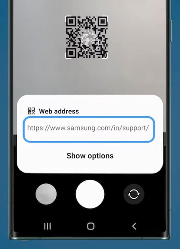 open scanned qr code link in samsung