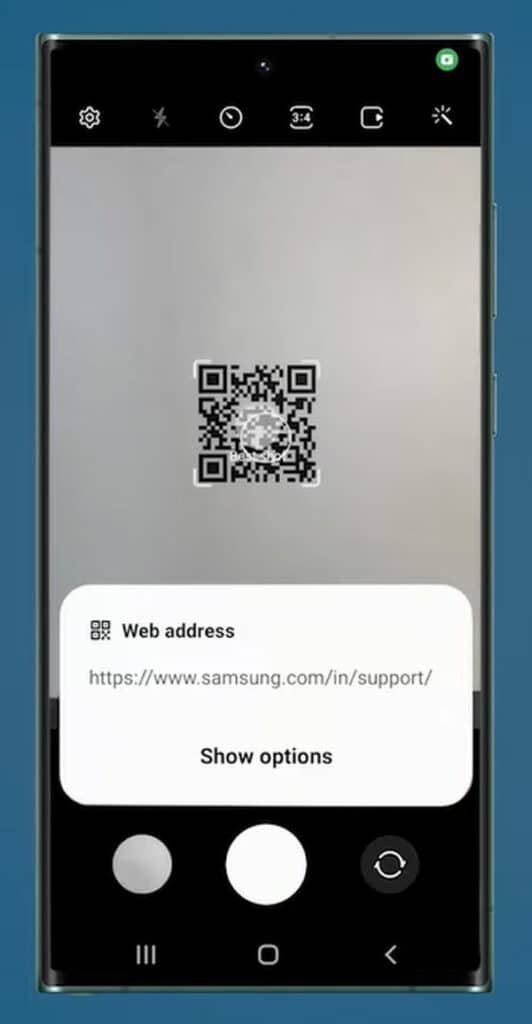qr code scanned in samsung phone