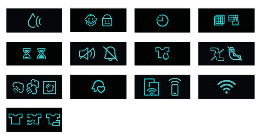 samsung dryer control panel icons