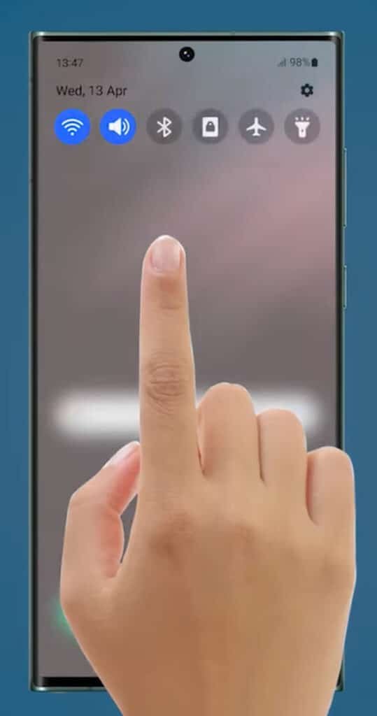swipe down on samsung phone to open the notification panel