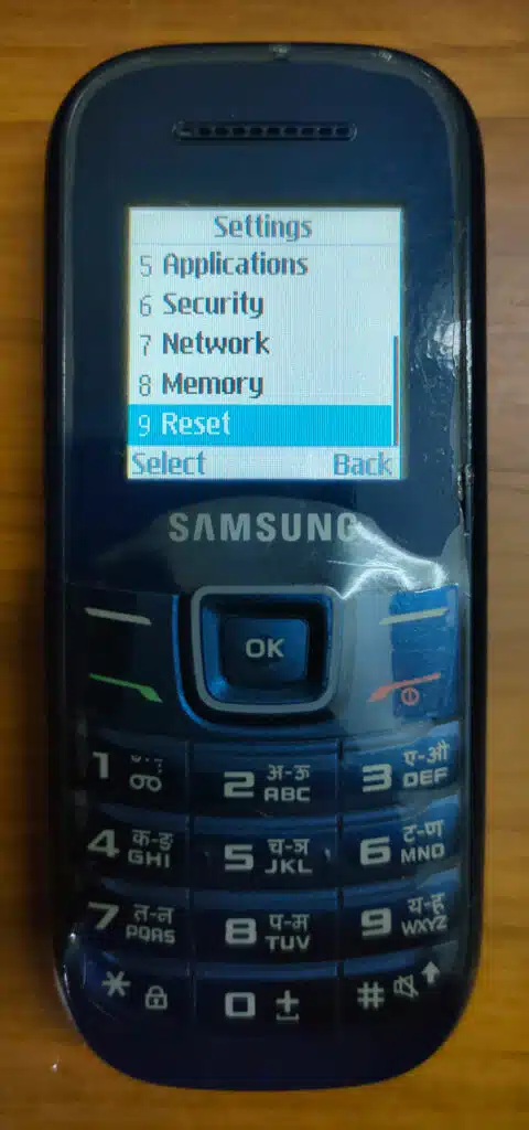 samsung keypad phone reset code