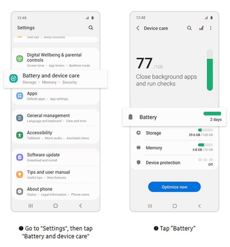 samsung phone super fast charging settings