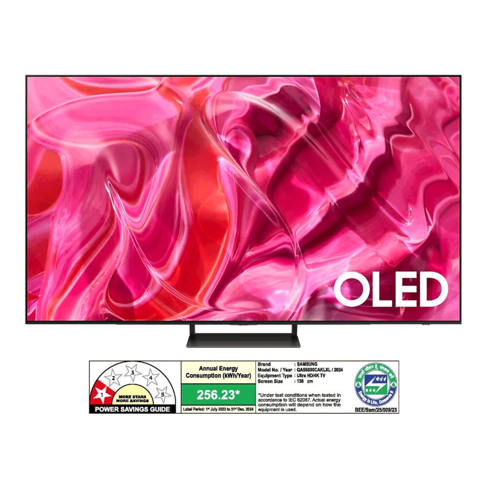 Samsung 1.38 m (55) OLED S90C 4K Smart AI TV (2023) (QA55S90CAKLXL) authentic hardware render for software, driver, and manual downloads
