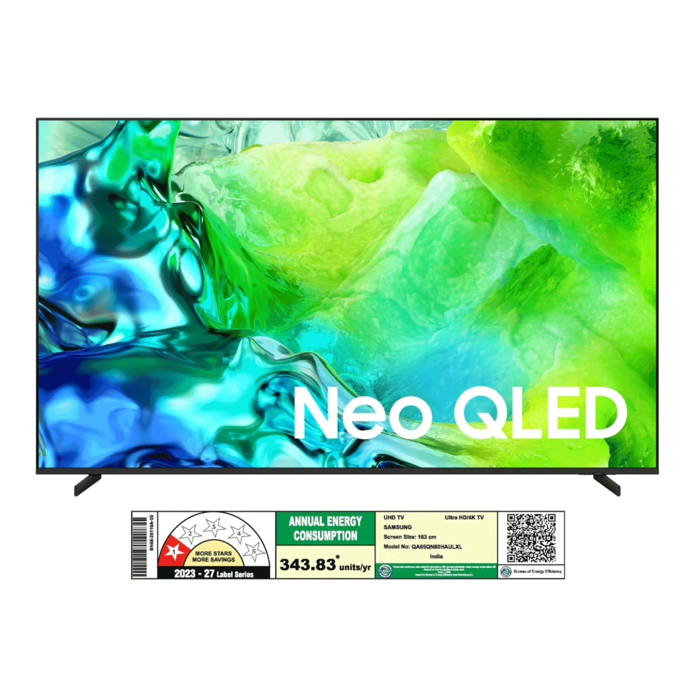 Samsung 1.63 m (65) Neo QLED QN80H 4K Samsung Vision AI Smart TV (2026) (QA65QN80HAU) authentic hardware render for software, driver, and manual downloads