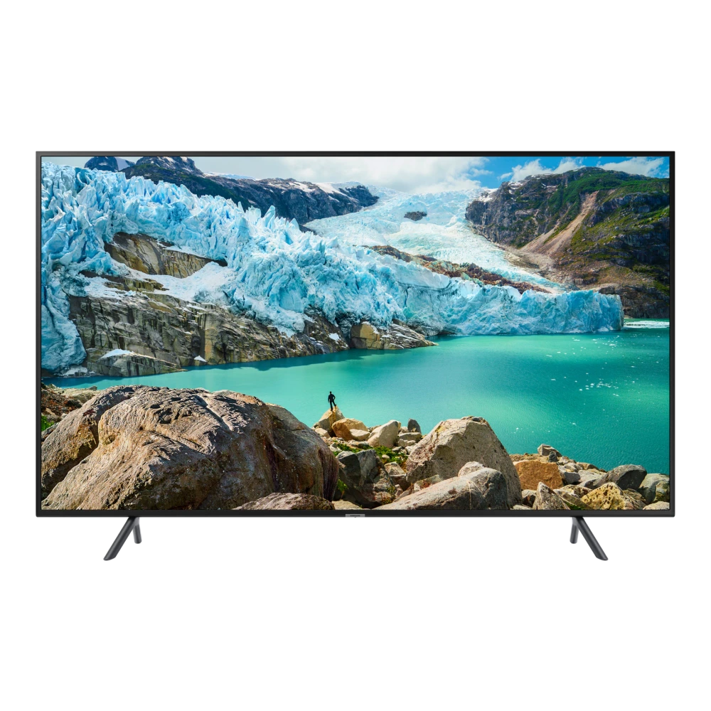 Samsung 1m 23cm (49") RU7100 4K Smart UHD TV (UA49RU7100KXXL) authentic hardware render for software, driver, and manual downloads