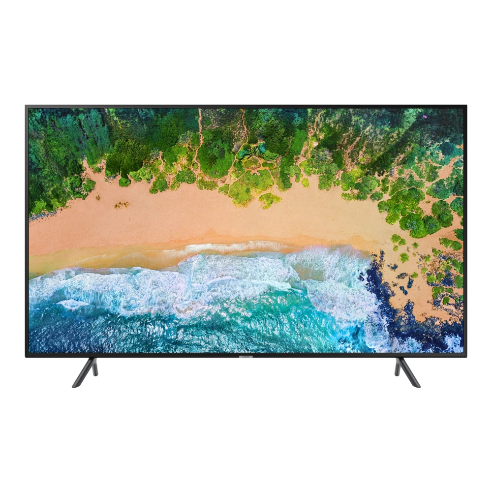 Samsung 1m 38cm (55") NU7100 Smart UHD TV (UA55NU7100KLXL) authentic hardware render for software, driver, and manual downloads