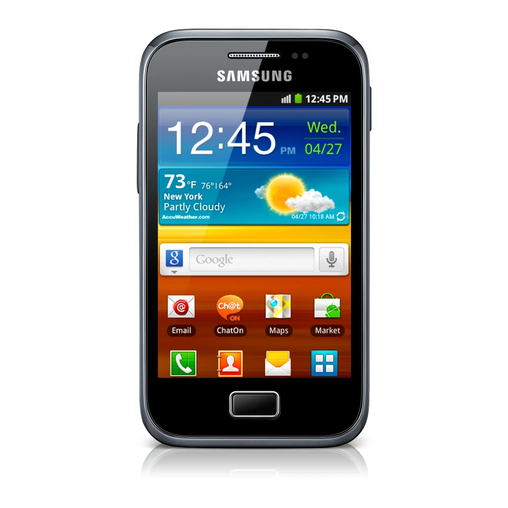 Samsung Galaxy Ace Plus S7500 (GT-S7500) authentic hardware render for software, driver, and manual downloads