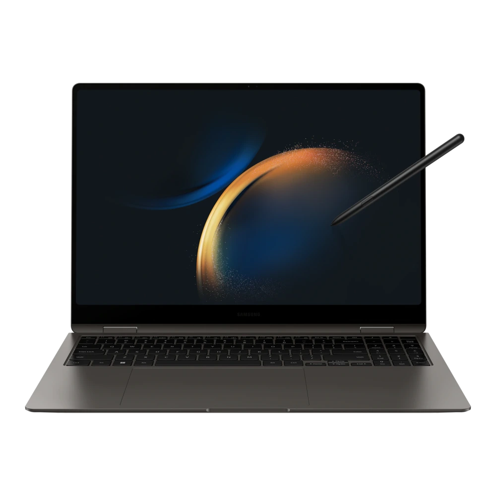 Samsung Galaxy Book3 Pro 360 authentic hardware render for software, driver, and manual downloads