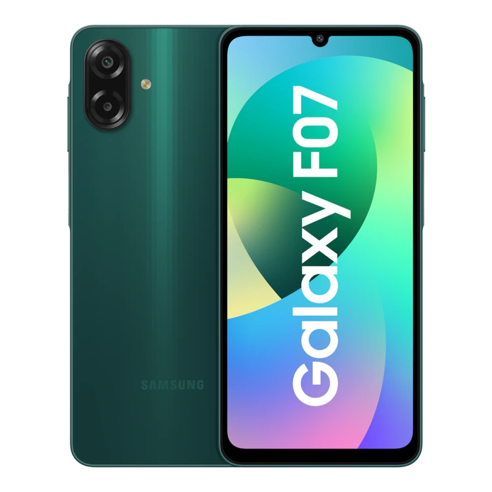 Samsung Galaxy F07 (4GB RAM) (SM-E075F) authentic hardware render for software, driver, and manual downloads
