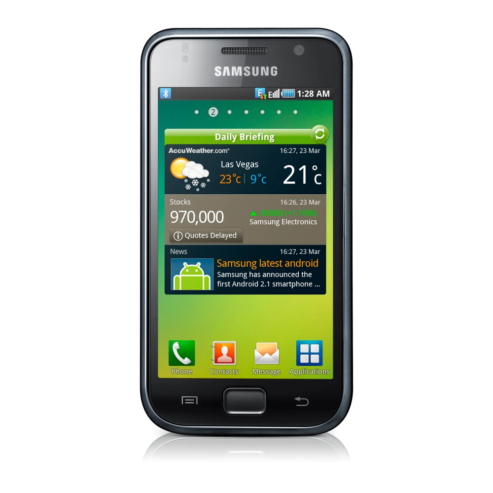 Samsung Galaxy S Plus (GT-I9001) authentic hardware render for software, driver, and manual downloads