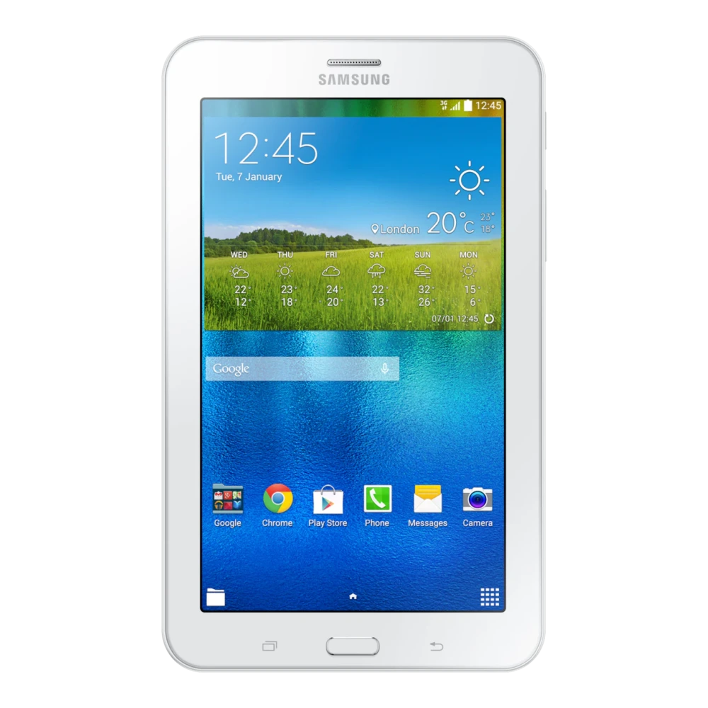 Samsung Galaxy Tab 3V (SM-T116NY) authentic hardware render for software, driver, and manual downloads