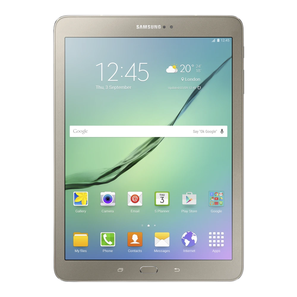 Samsung Galaxy Tab S2 (SM-T819Y) authentic hardware render for software, driver, and manual downloads