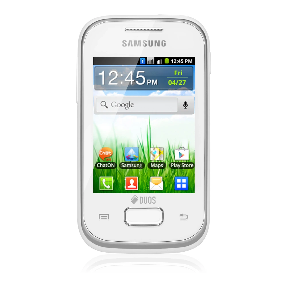 Samsung Galaxy Y Duos Lite (GT-S5302) authentic hardware render for software, driver, and manual downloads
