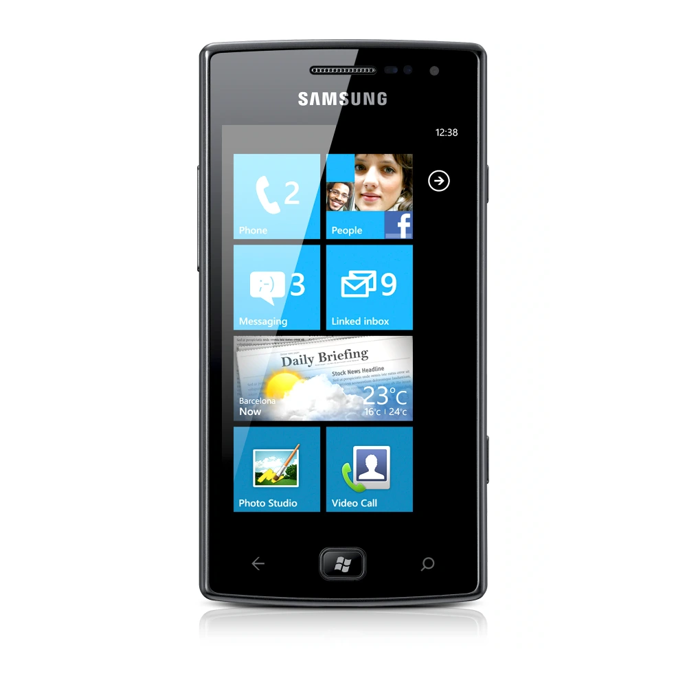 Samsung Omnia W I8350 (GT-I8350) authentic hardware render for software, driver, and manual downloads