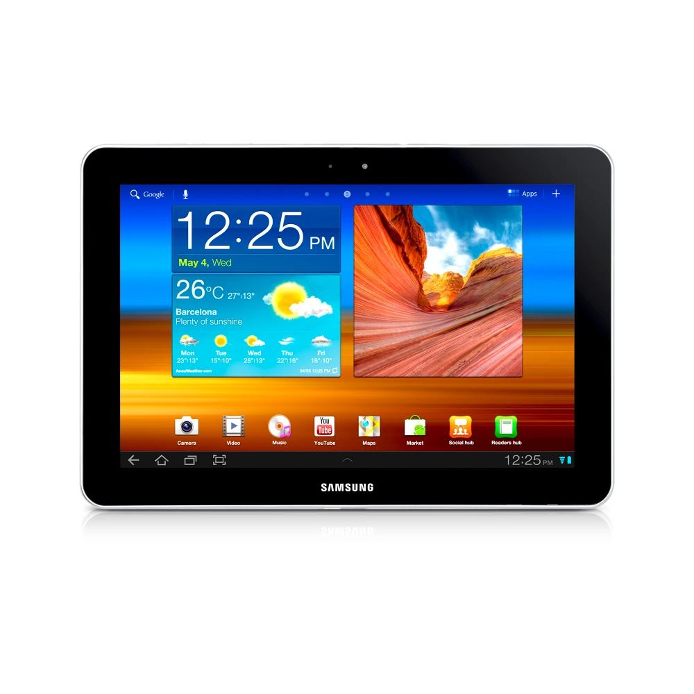 Samsung Tab P4 (GT-P7500) authentic hardware render for software, driver, and manual downloads