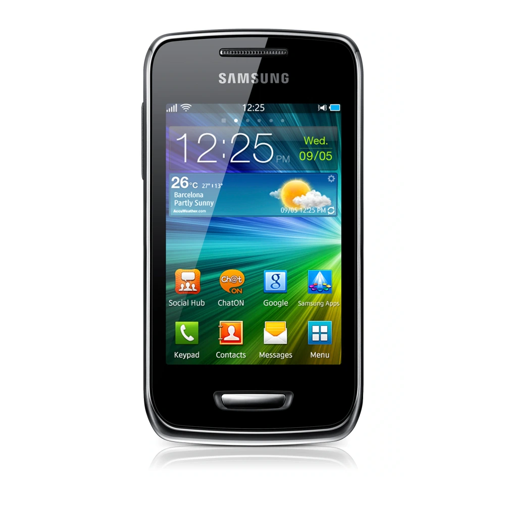 Samsung Wave Y S5380K (GT-S5380K) authentic hardware render for software, driver, and manual downloads